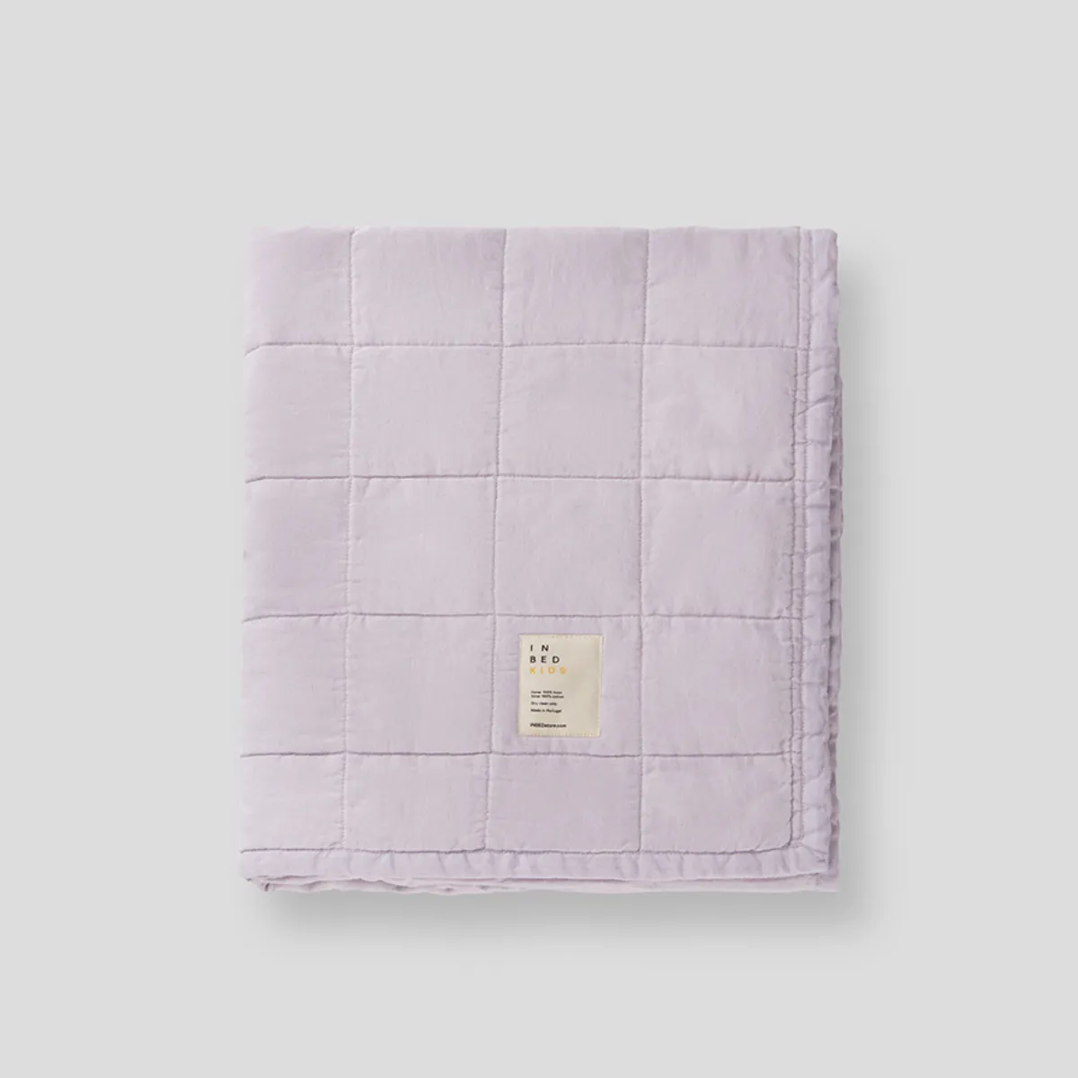 100% Linen Cot Two Tone Quilted Bed Cover in Lilac & Mist