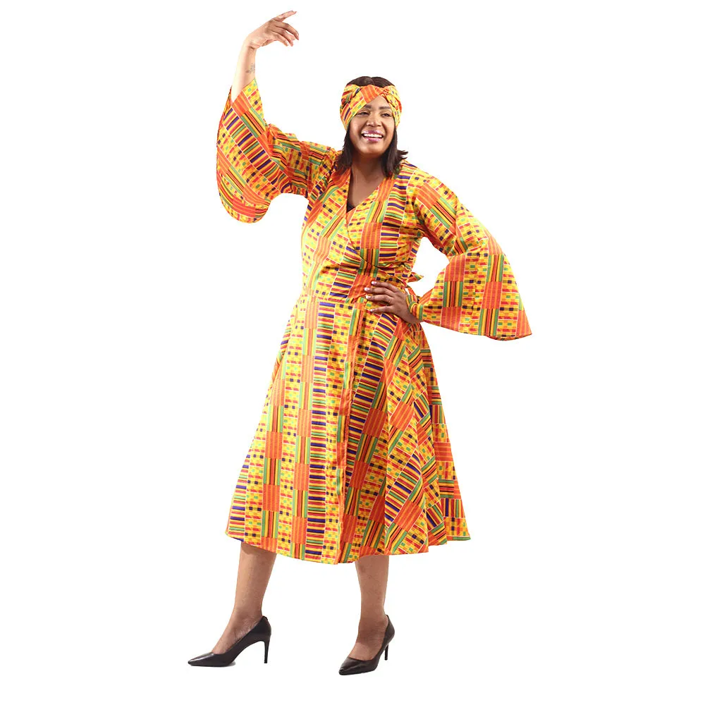 African Print Wrap Dress