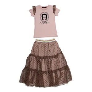 Aigner Kids Girl's Pink Set of T-Shirt & Skirt