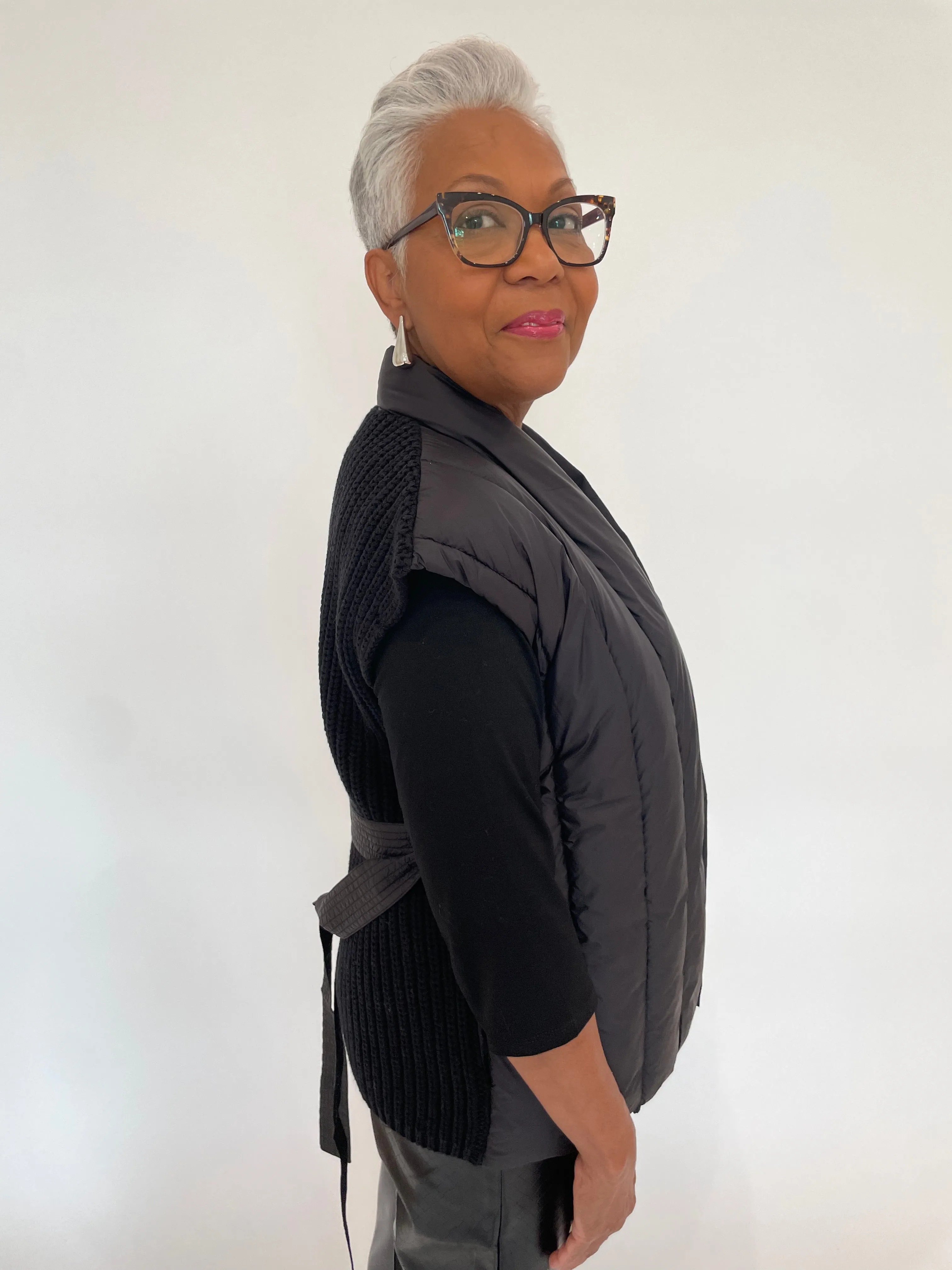 Amie Belted Vest - Black