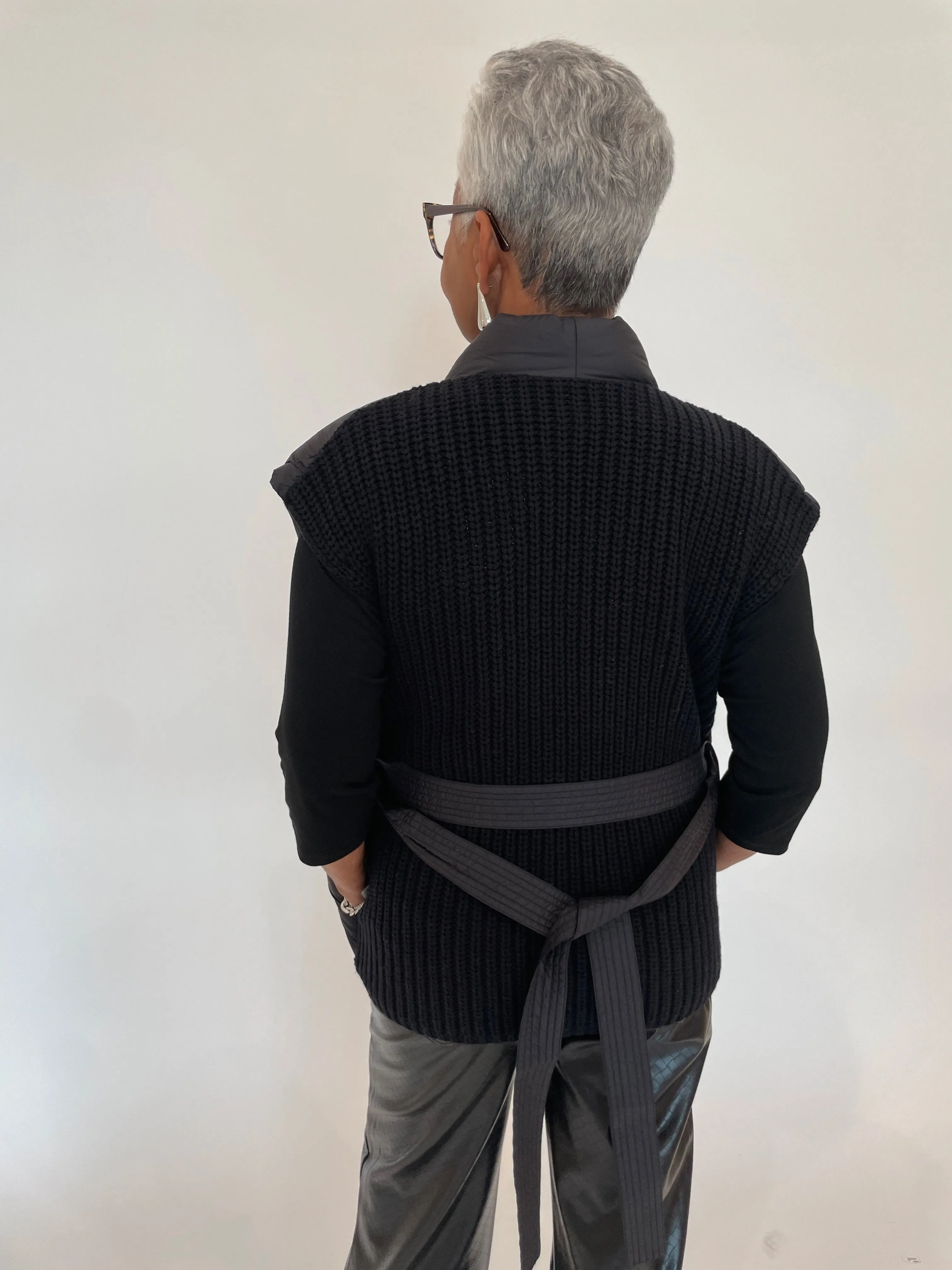Amie Belted Vest - Black