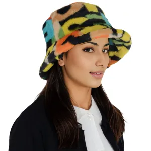 Anna-Kaci Comfy Faux Fur Fuzzy Bucket Hat Colorful Winter Warm Hat Plush Fisherman Cap for Women