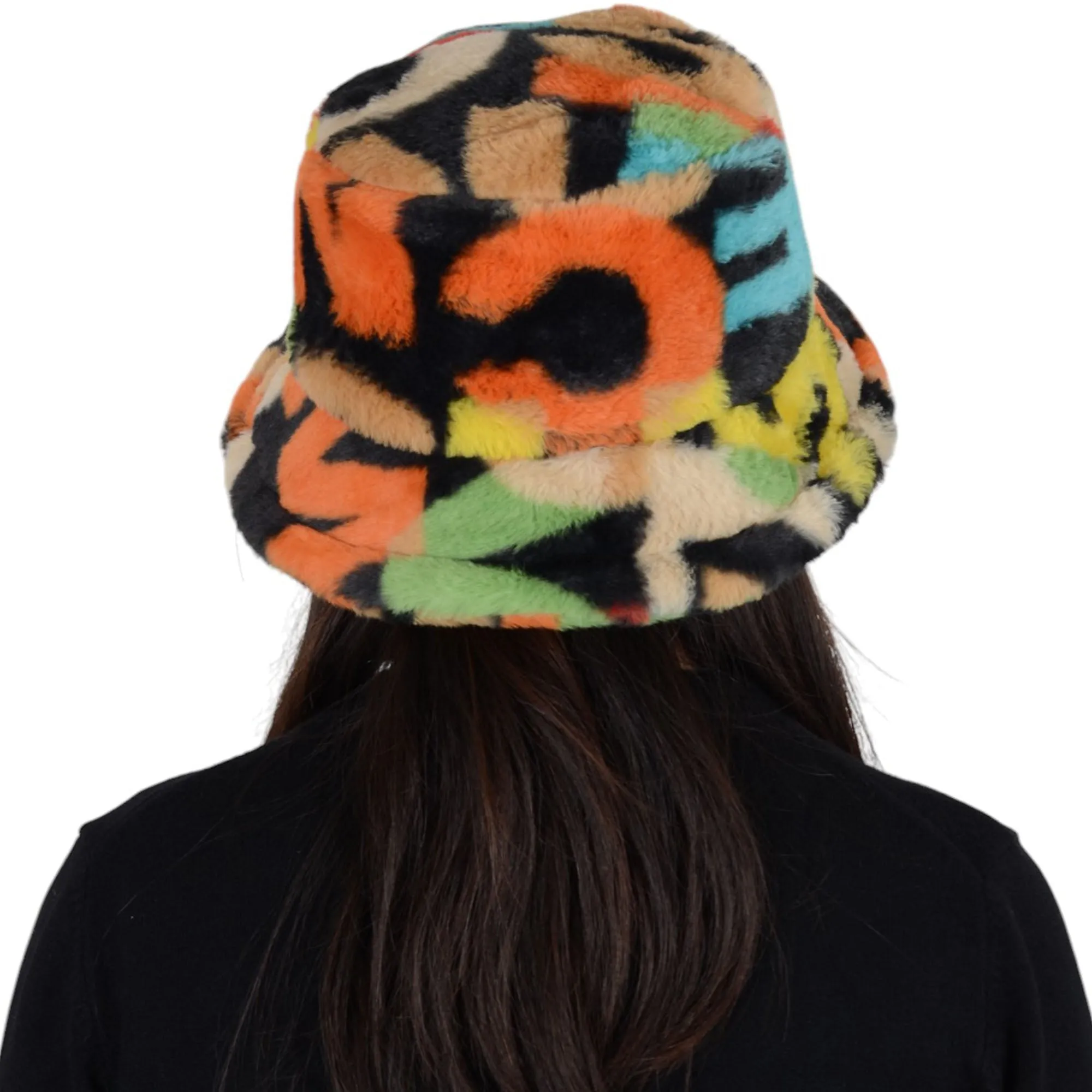 Anna-Kaci Comfy Faux Fur Fuzzy Bucket Hat Colorful Winter Warm Hat Plush Fisherman Cap for Women