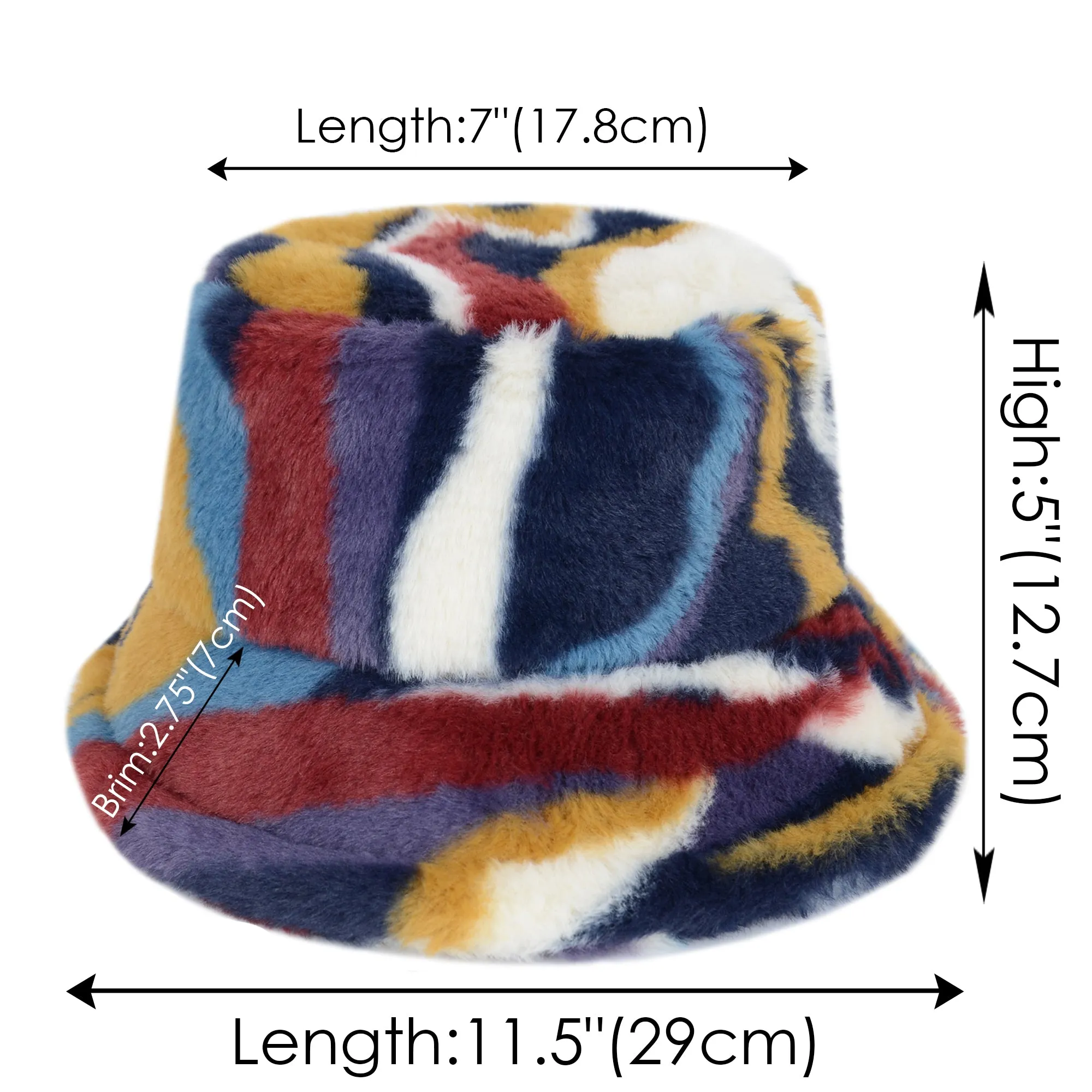 Anna-Kaci Comfy Faux Fur Fuzzy Bucket Hat Colorful Winter Warm Hat Plush Fisherman Cap for Women