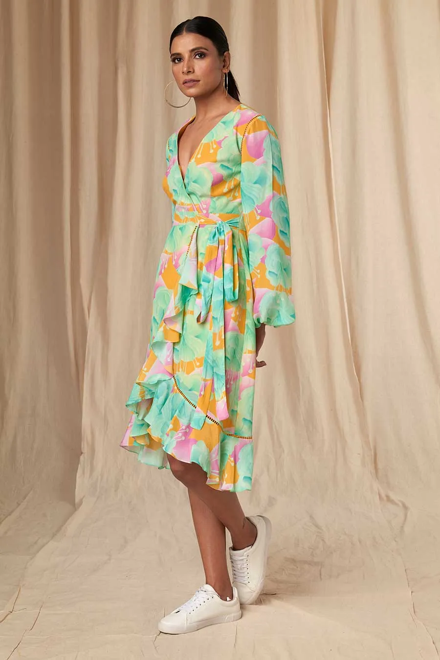 Aquamarine Bloomerang Wrap Dress