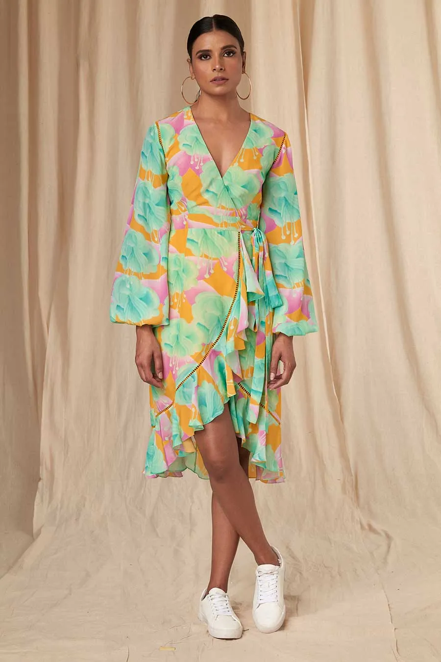 Aquamarine Bloomerang Wrap Dress