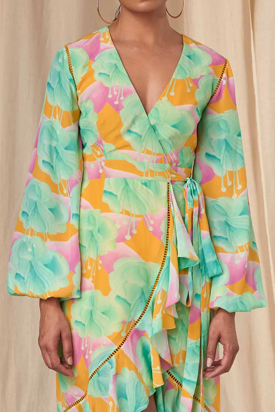 Aquamarine Bloomerang Wrap Dress
