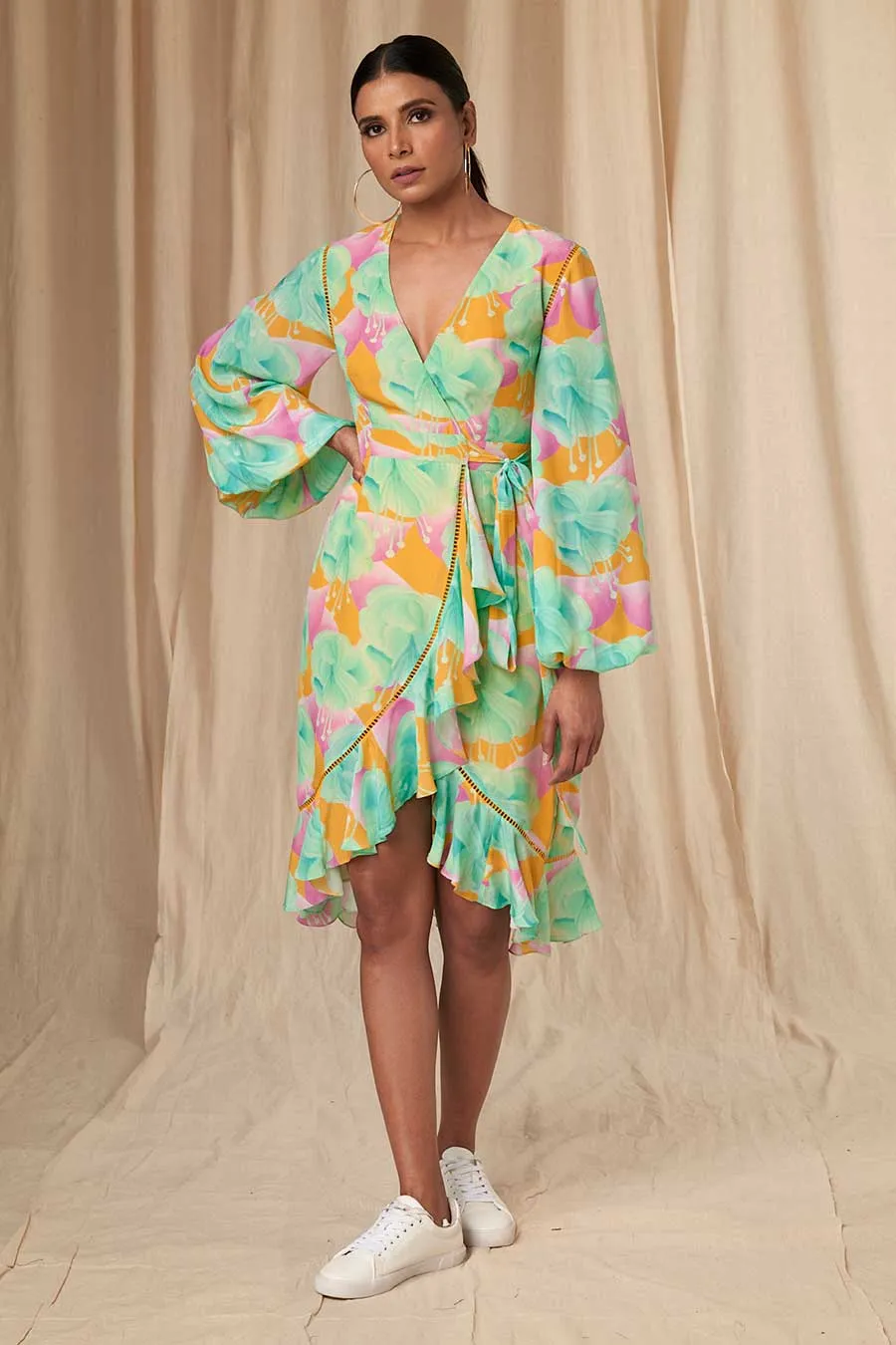 Aquamarine Bloomerang Wrap Dress