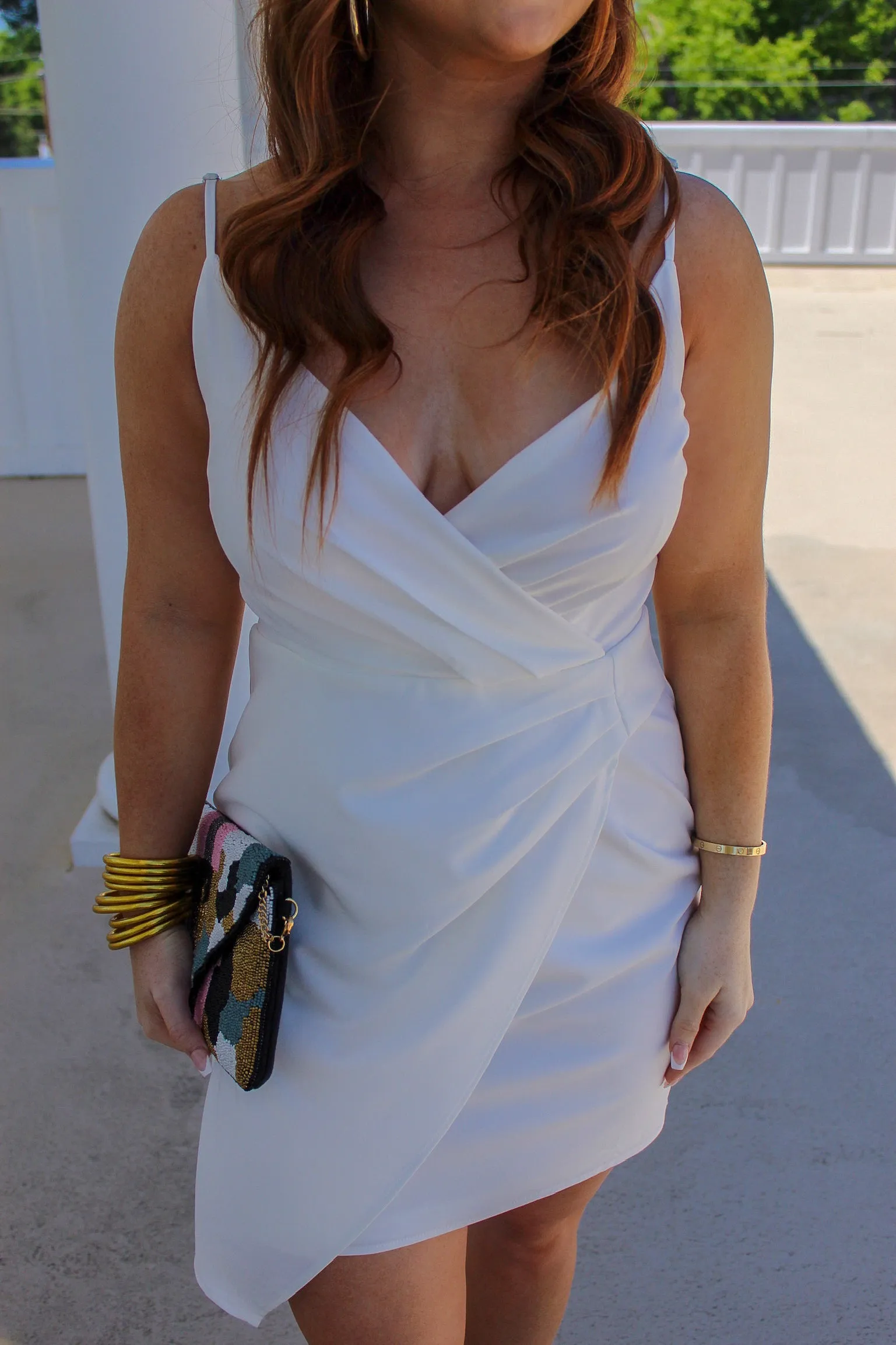 Aria Wrapped Mini Dress- Ivory