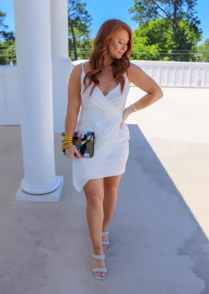Aria Wrapped Mini Dress- Ivory