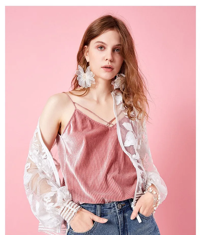ARTKA FLORAL LACE EMBROIDERED BOMBER JACKET