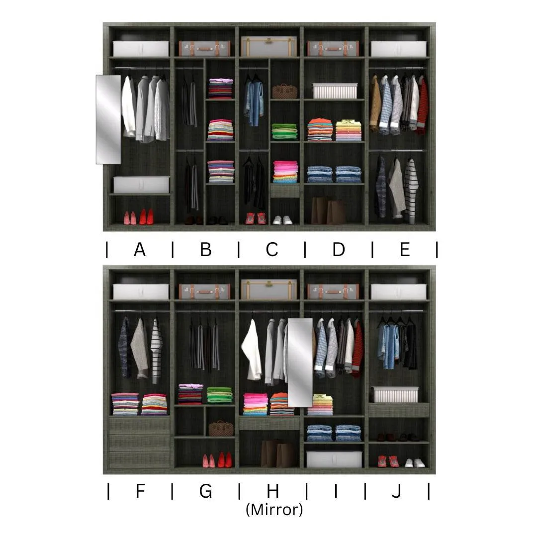 Audrey Modular Wardrobe (White with Black Glass)