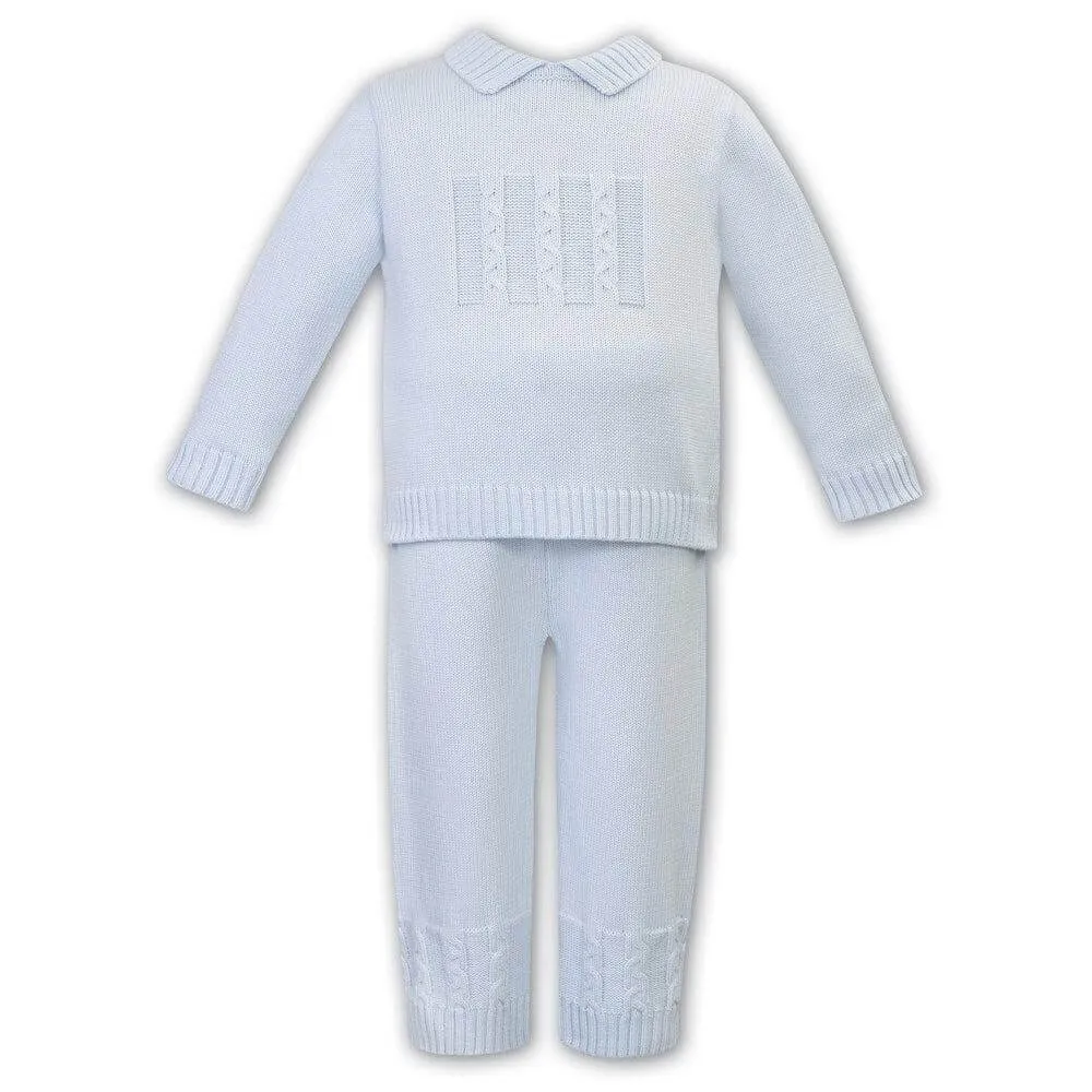 Baby Boys Blue Cable Trouser Set