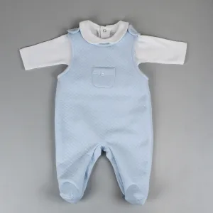 Baby Boys Blue Quilted Dungarees and Shirt - Pex Hugo