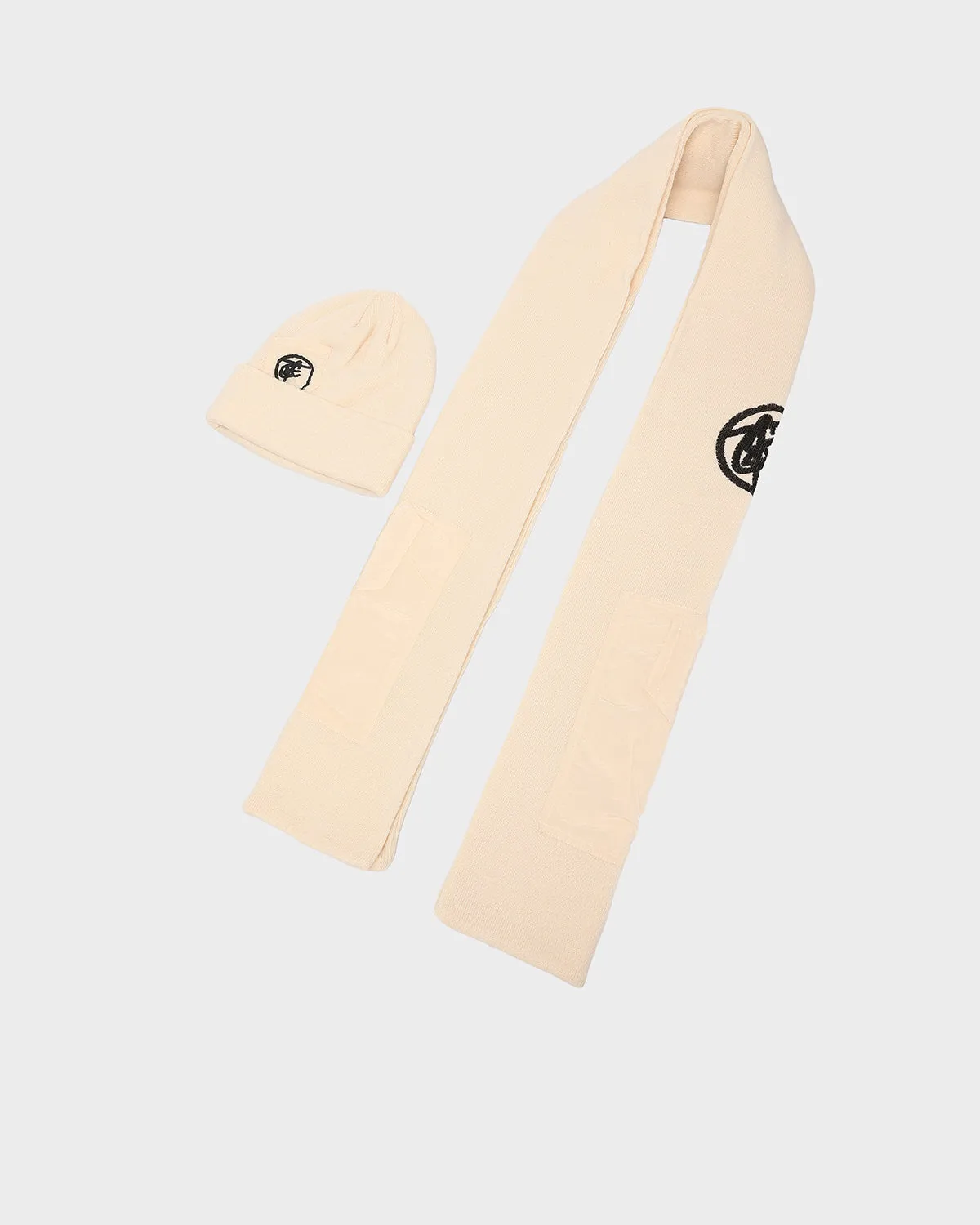 Beanie Scarf Set in Cream White