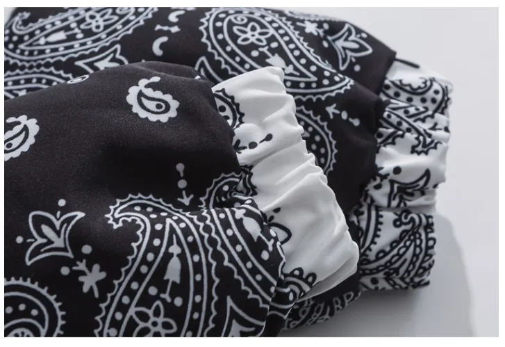 BLACK ENERGY CASHEW FLOWER PRINT HIGH NECK UNISEX CASUAL JACKET