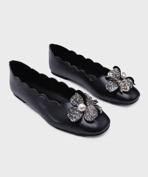 Black Faux Leather Pumps