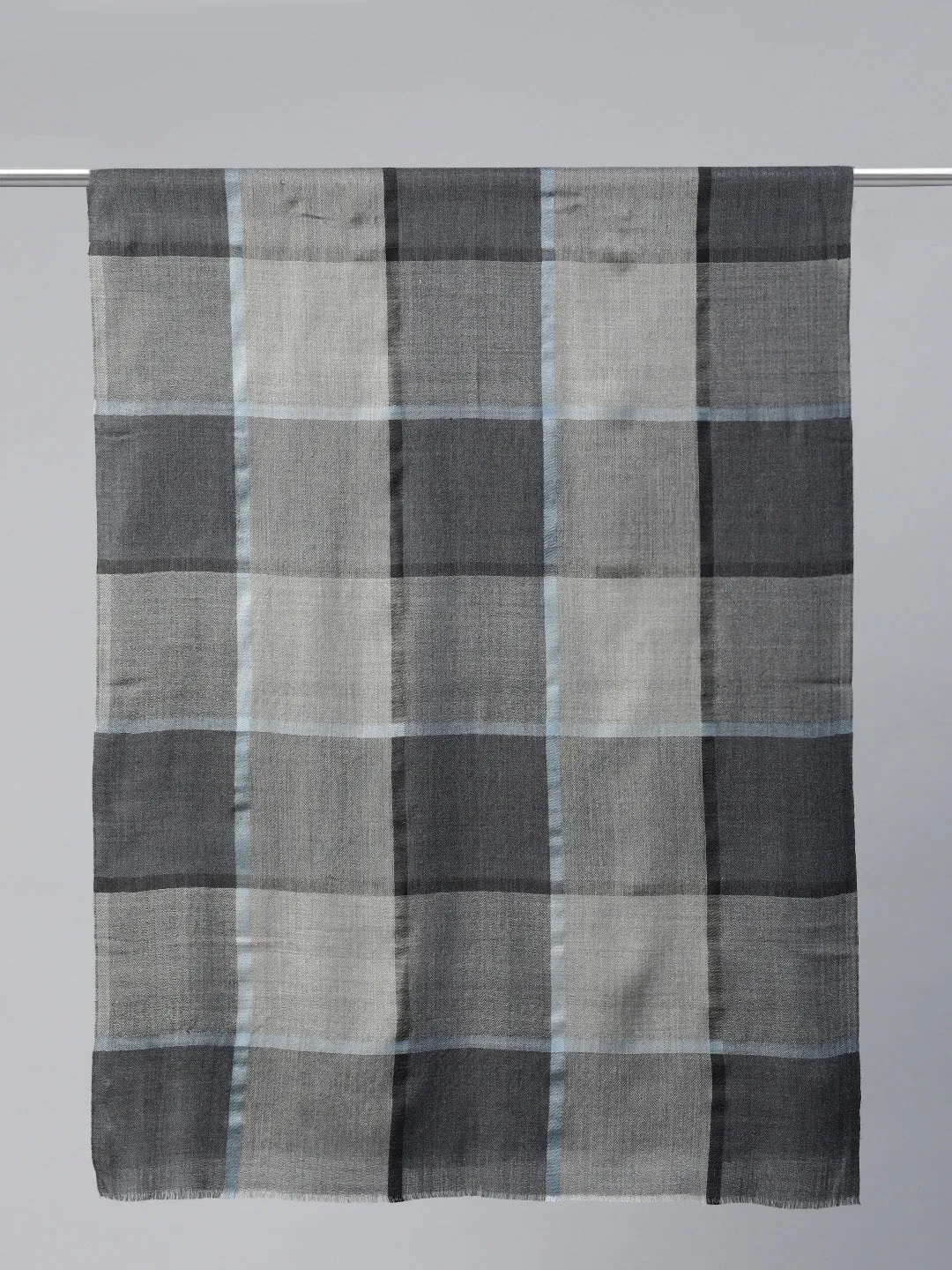 Black Grey Men's Shawl with Checks