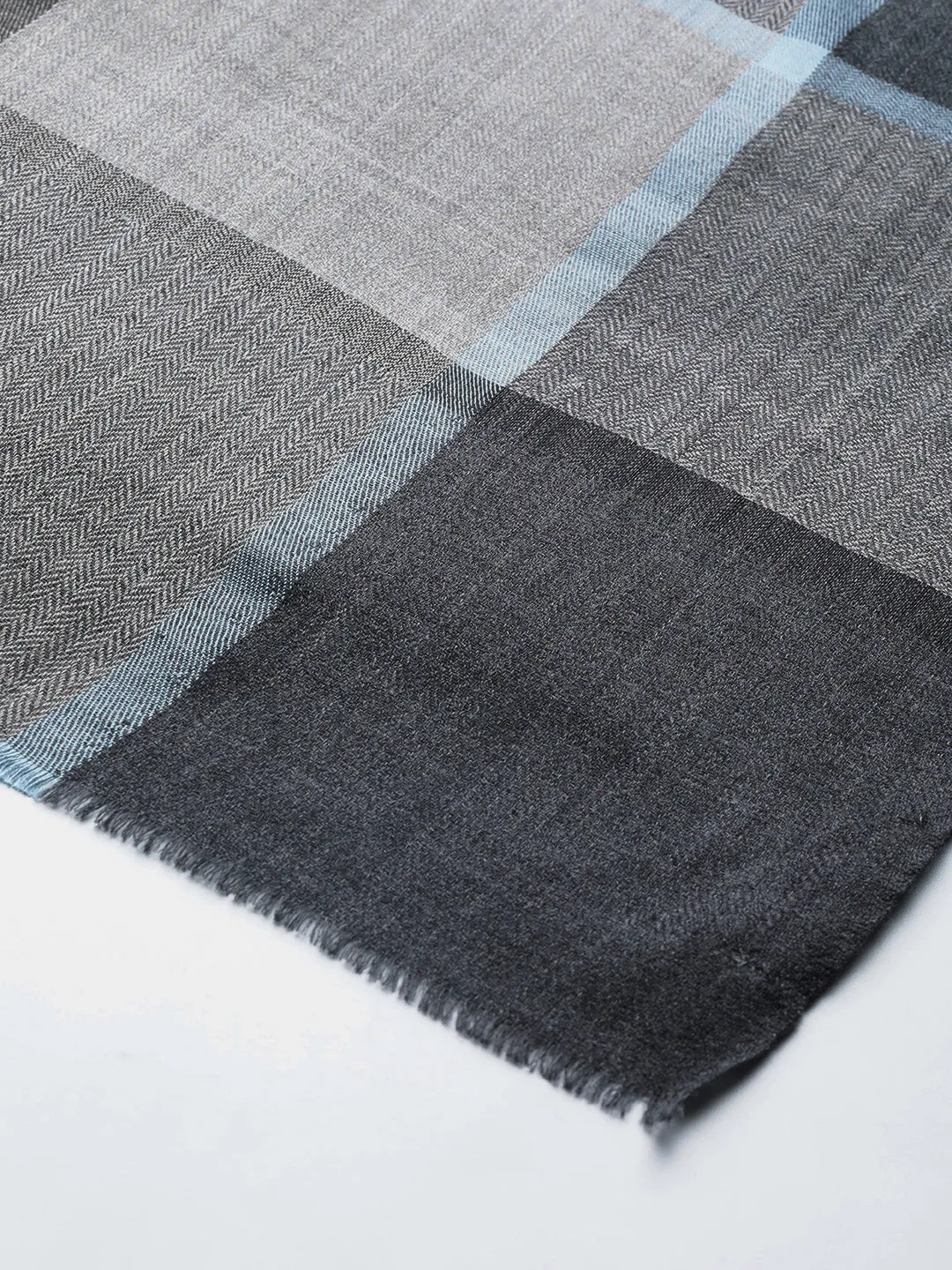 Black Grey Men's Shawl with Checks