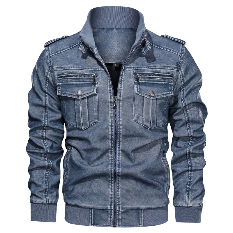 Black Varsity Jacket Racer Jacket Motorcycle Riding Racing Suit Cowhide Motorcycle Leather Coat for Men Fall/Winter Jacket