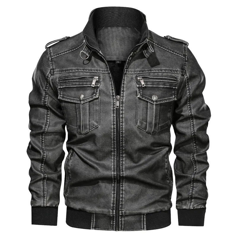 Black Varsity Jacket Racer Jacket Motorcycle Riding Racing Suit Cowhide Motorcycle Leather Coat for Men Fall/Winter Jacket