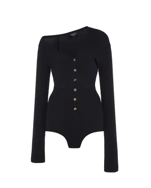 Bodysuit With Asymmetric Collar
