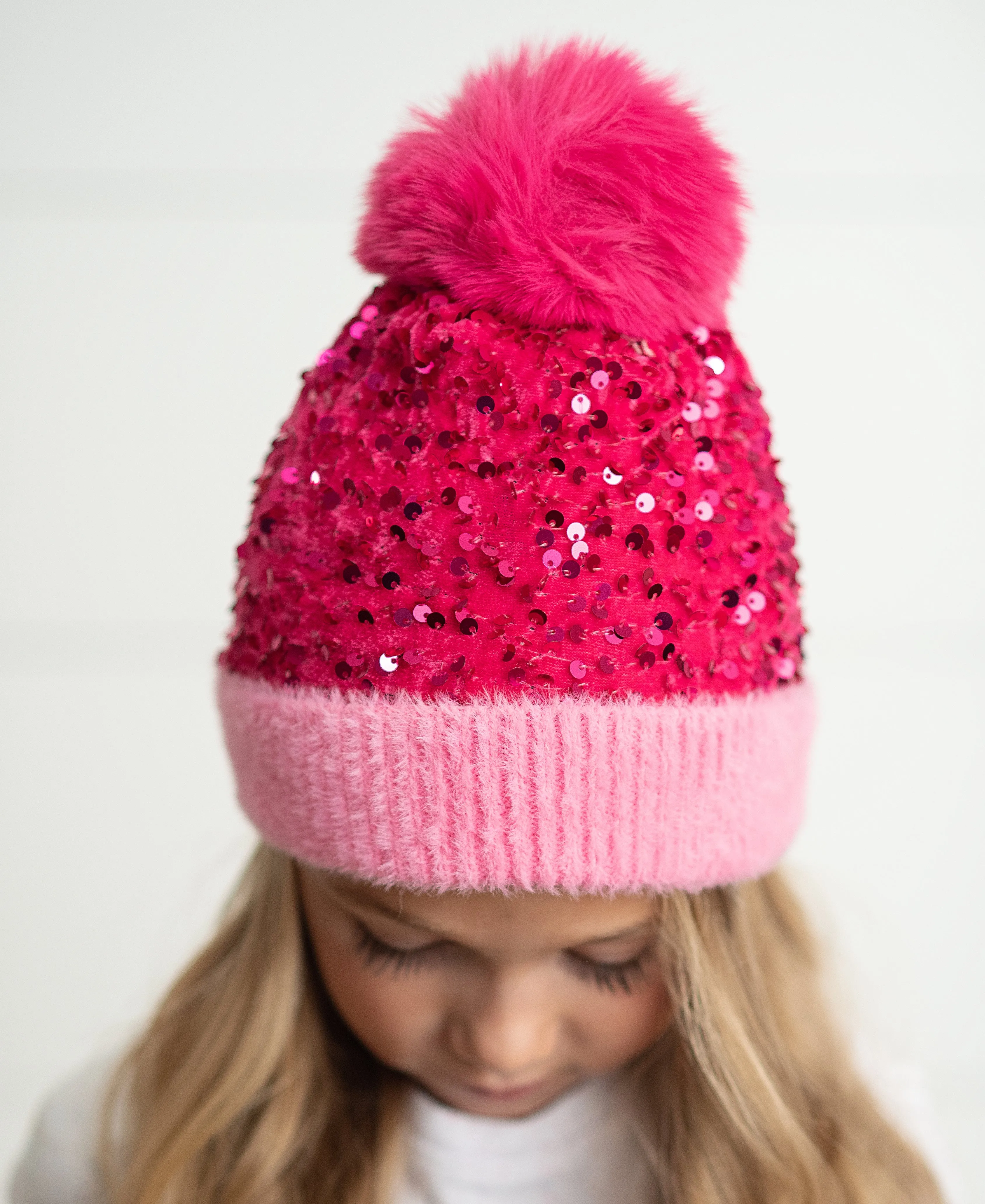 BRIGHT PINK SEQUIN HAT