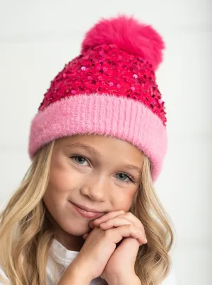 BRIGHT PINK SEQUIN HAT