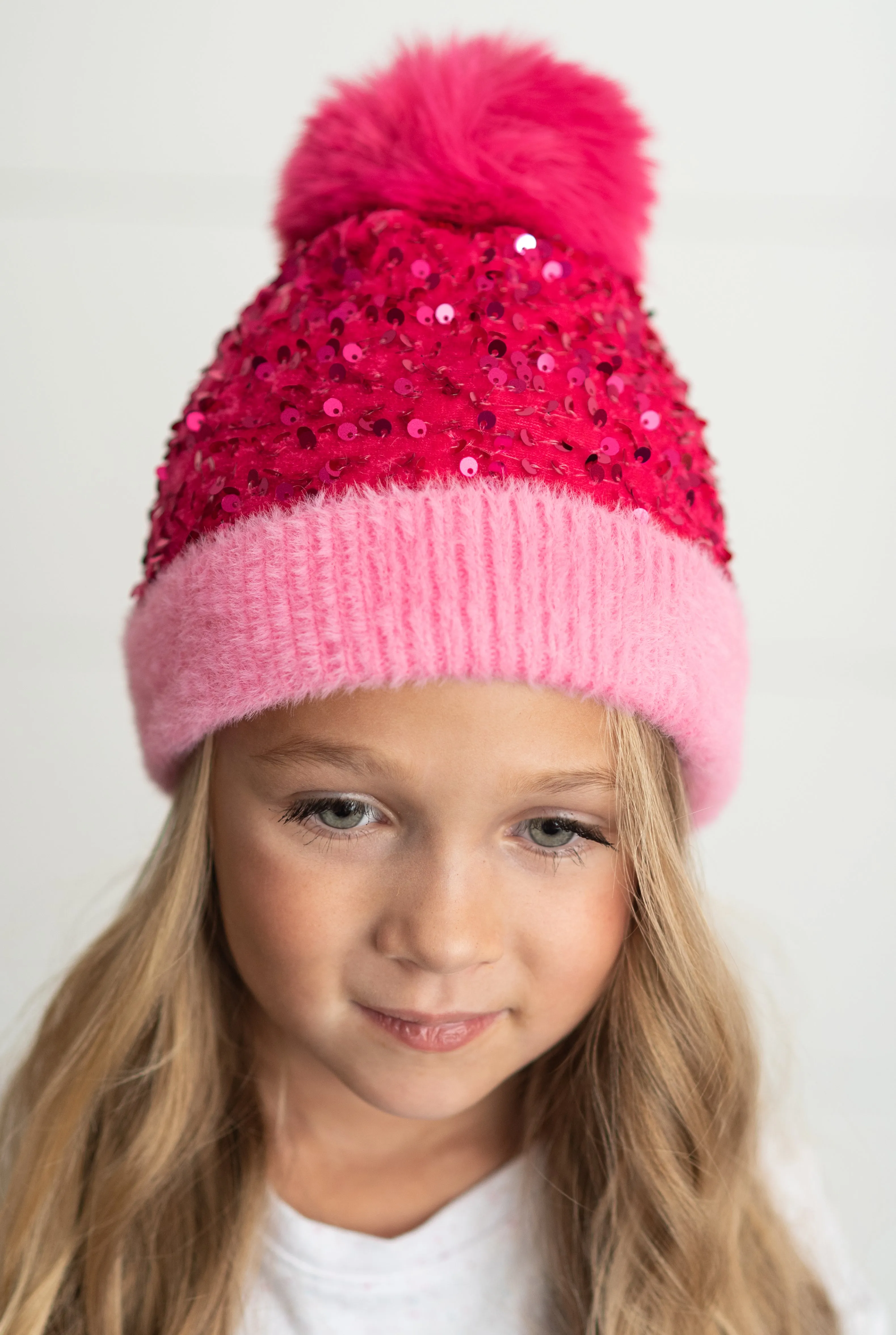 BRIGHT PINK SEQUIN HAT