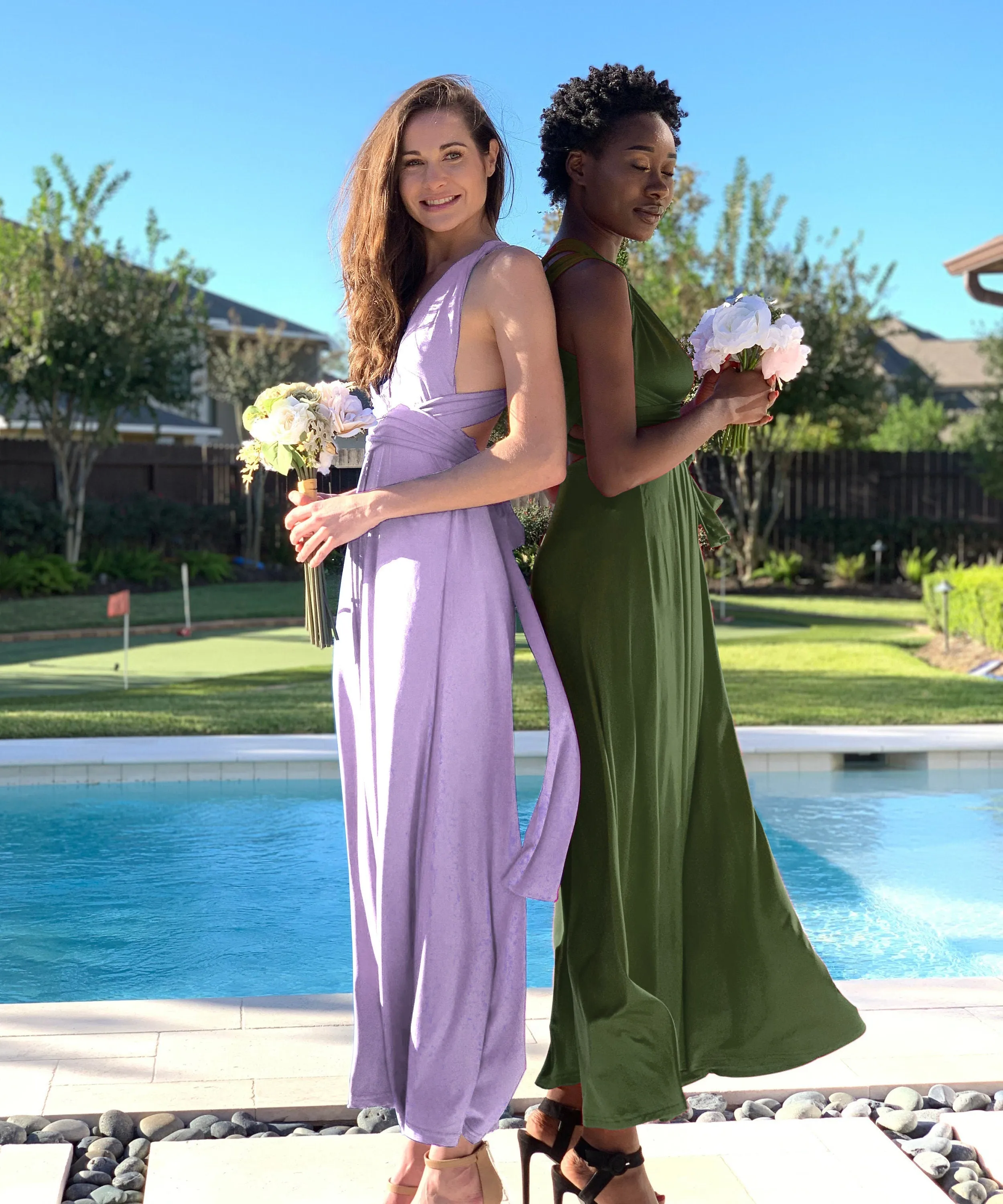 Brown Bridesmaid Wrap Dress