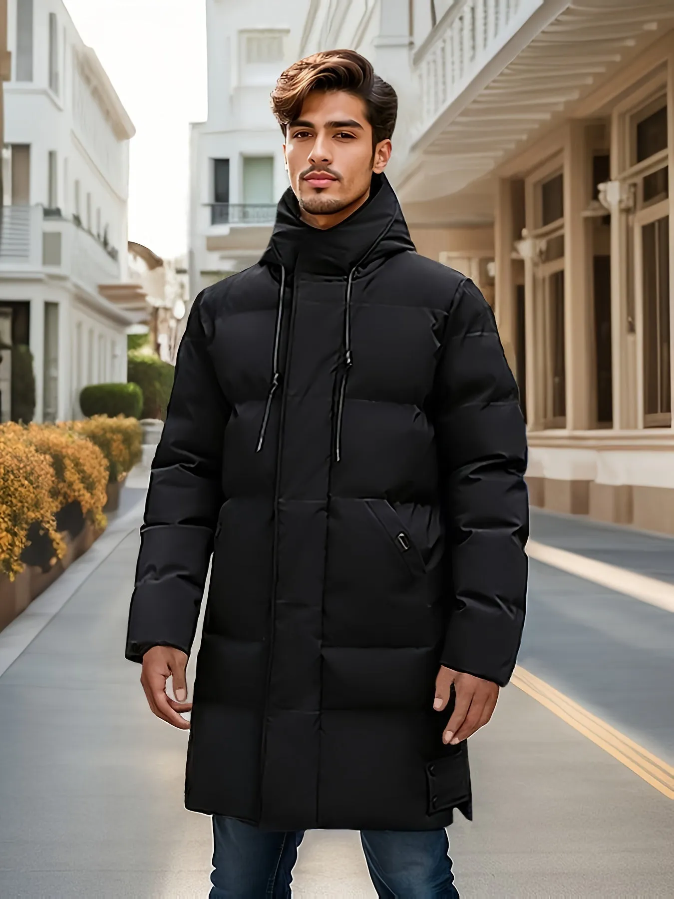 Casual Black Cotton Hooded Winter Jacket For Men | Perfect for Casual Days