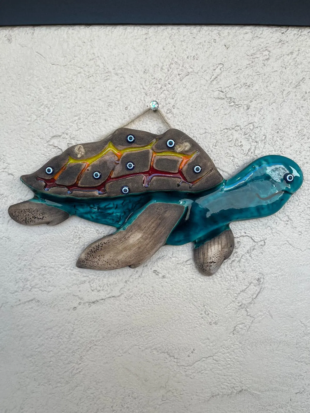 Ceramic Turtle With Evil Eye Beads