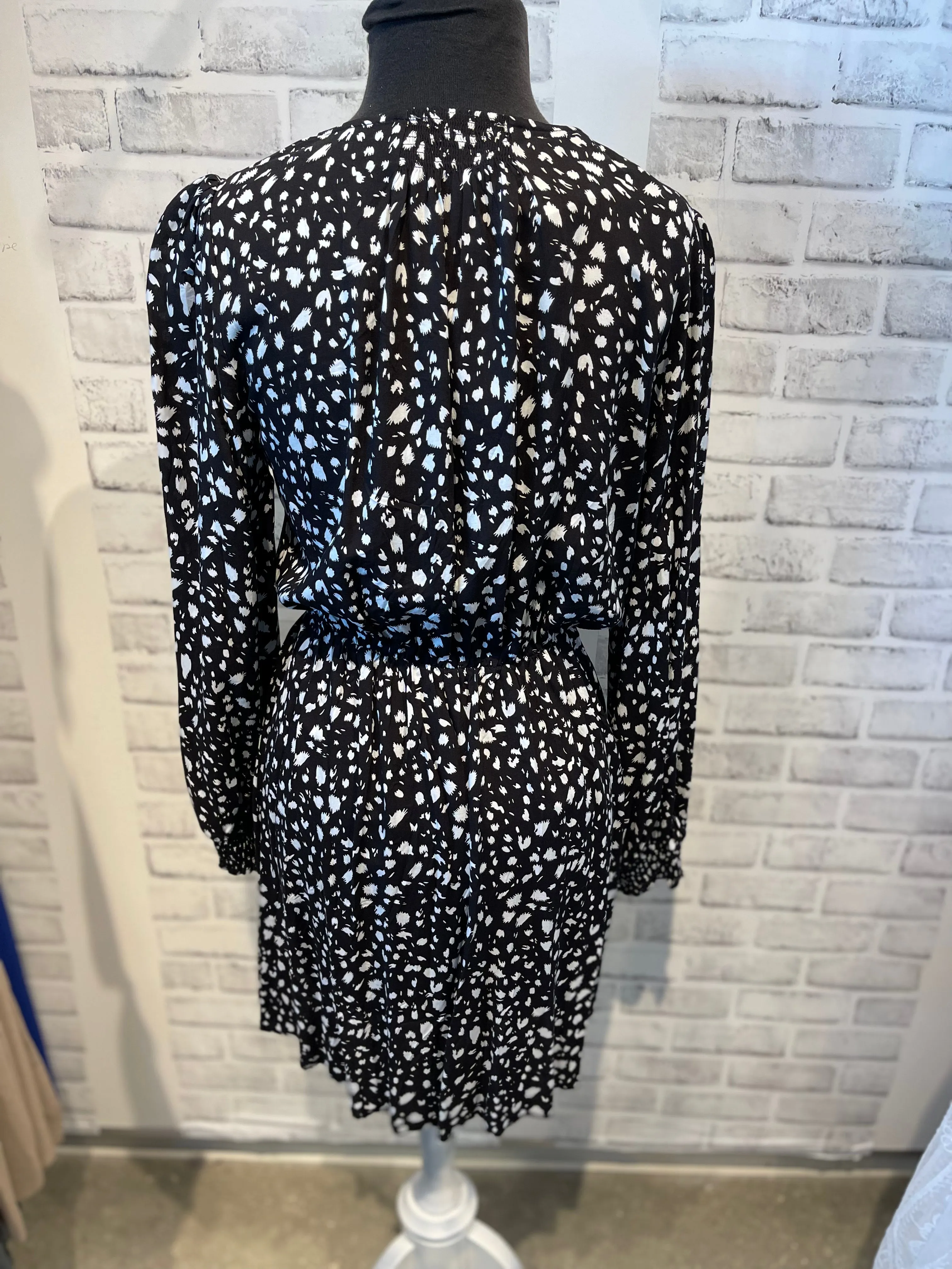 Claire Leopard Wrap Dress in Black