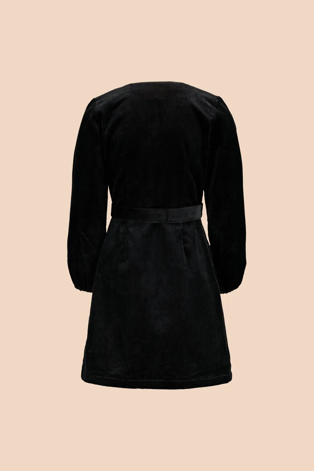 Corduroy Wrap Dress, Black
