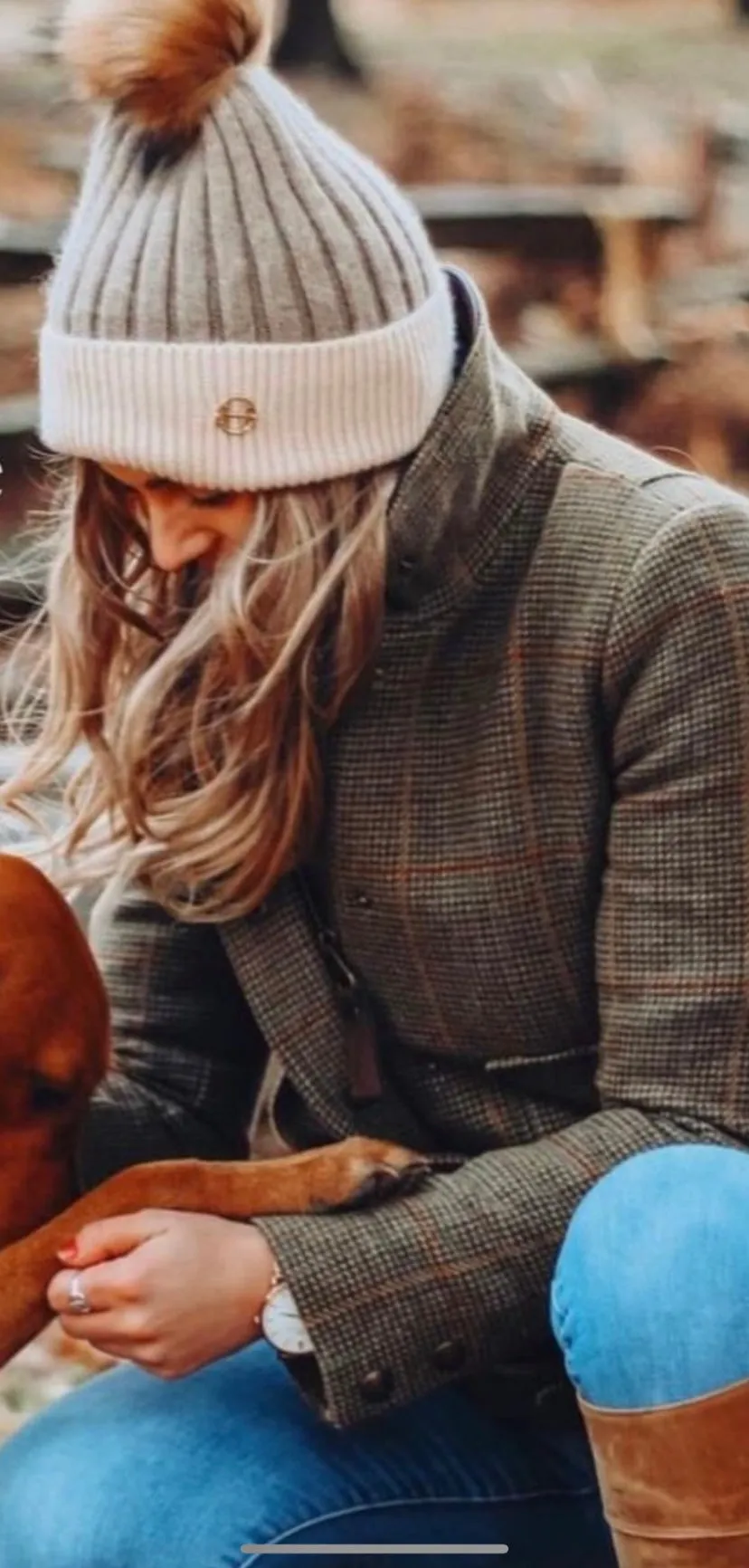 Cottesmore Beanie  Taupe and Cream