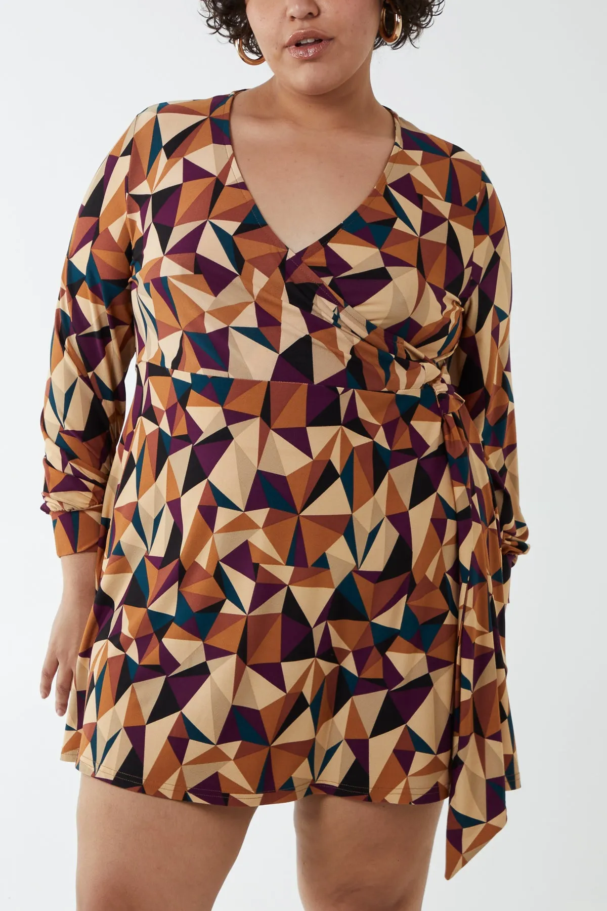 Curve Geometric Fixed Wrap Skater Dress