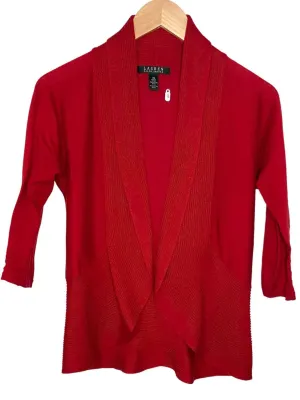 Dark Winter Cranberry Red Shawl Neck Open Cardigan Sweater