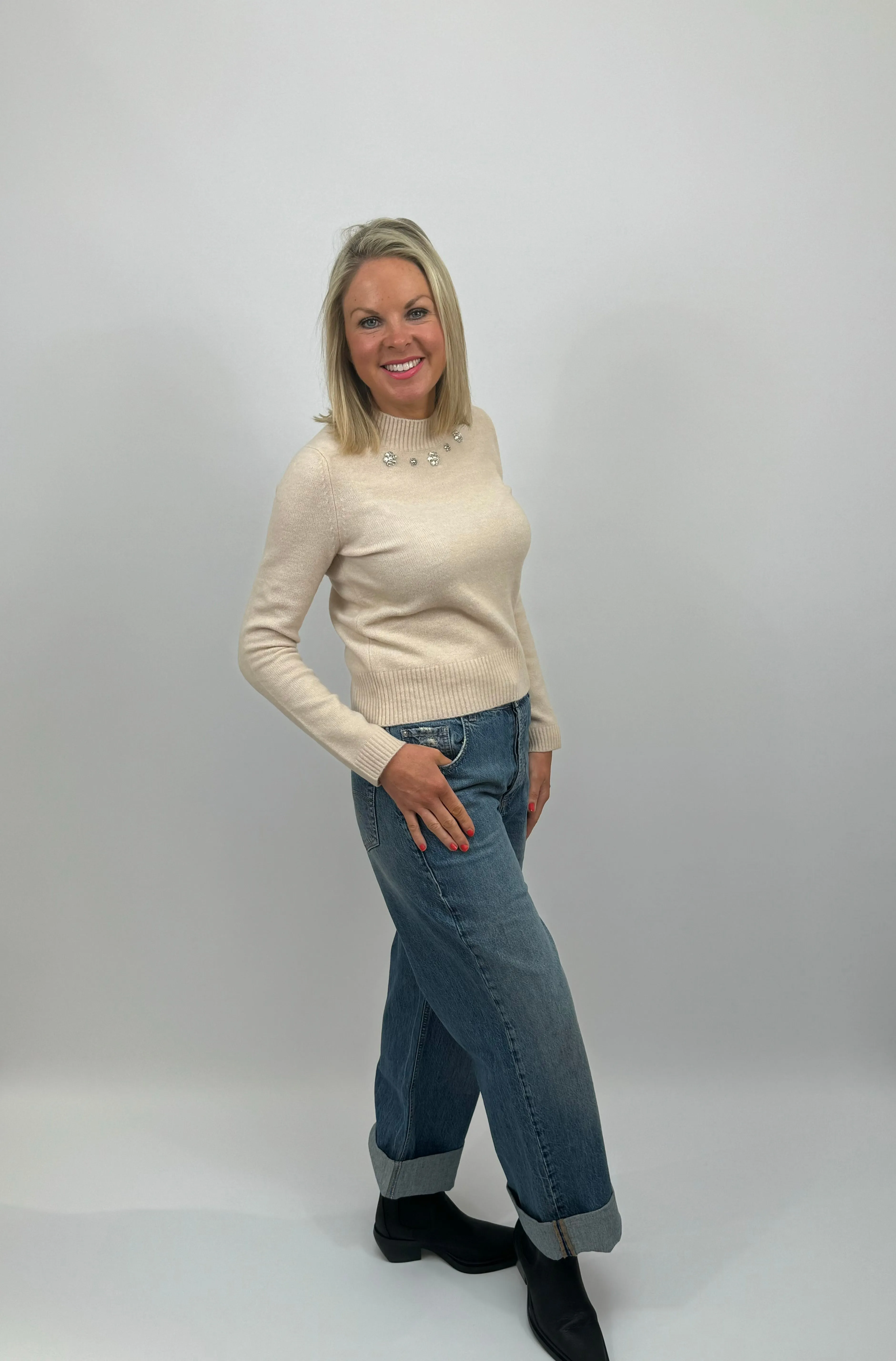 EMME Cream Gem Sweater