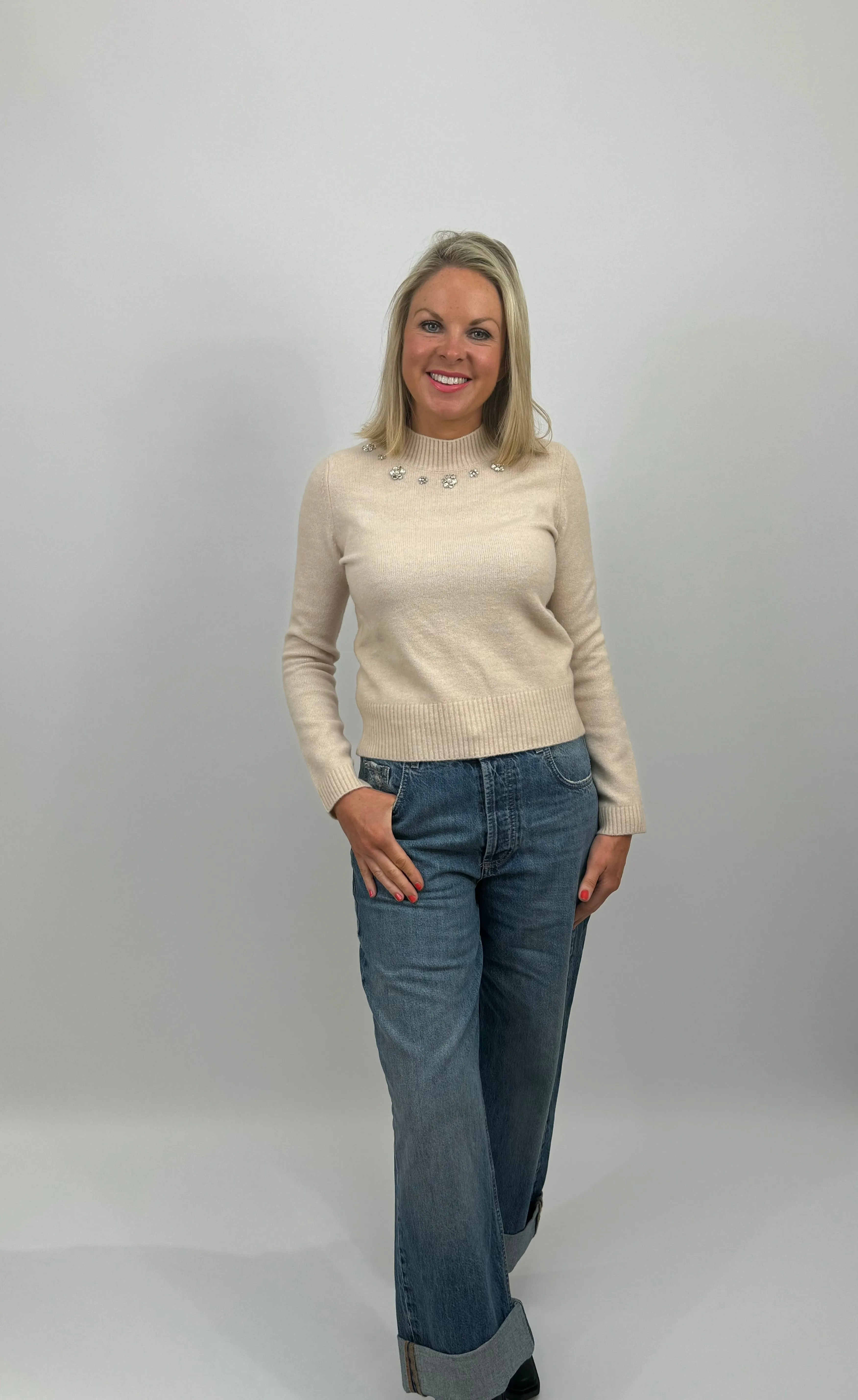 EMME Cream Gem Sweater