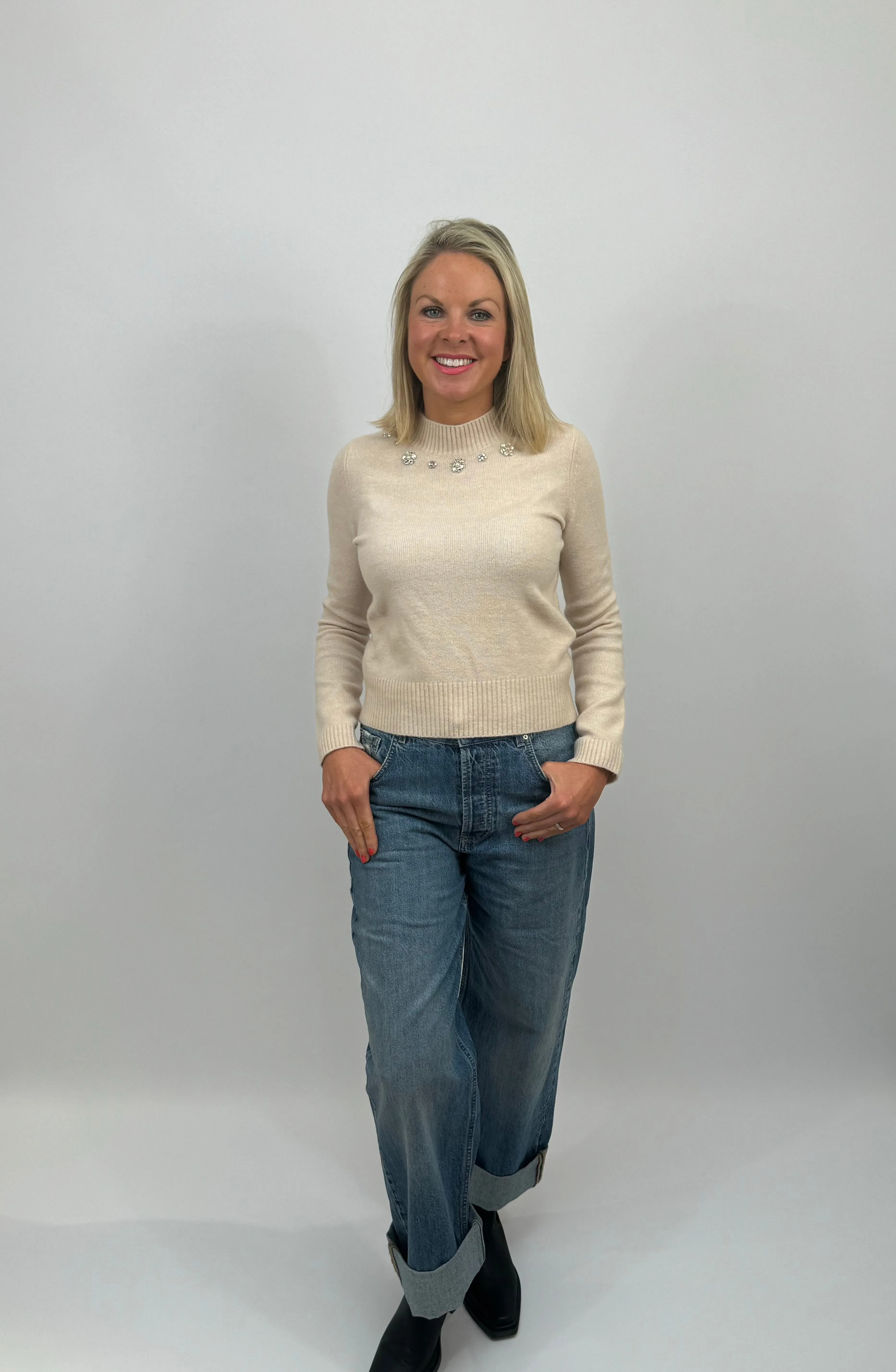 EMME Cream Gem Sweater
