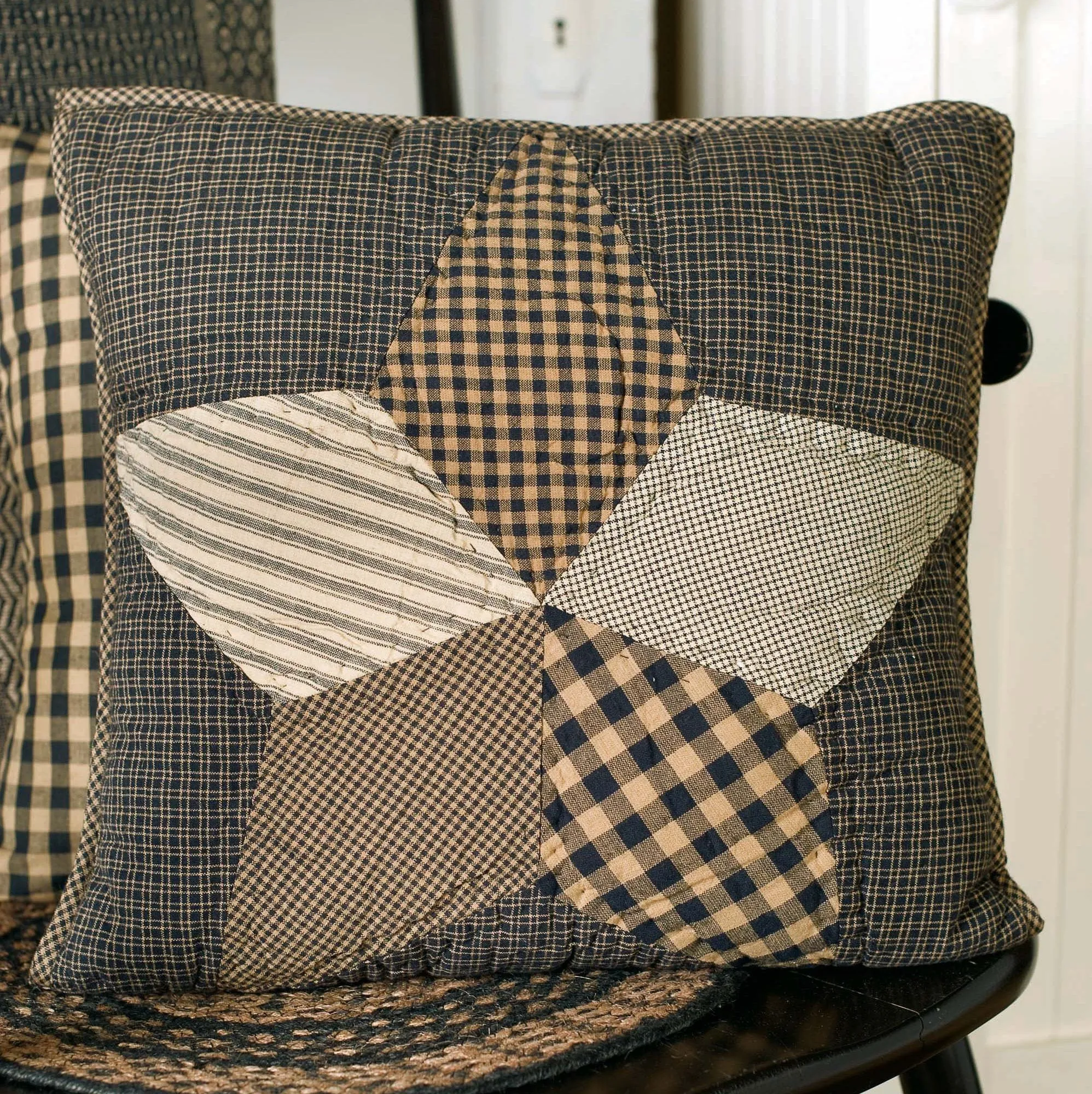 Farmhouse Star Quilted Pillow 16" Filled