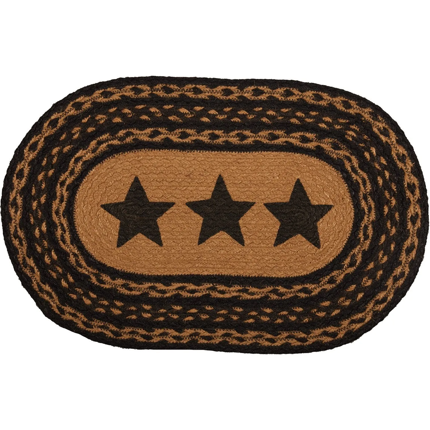 Farmhouse Star Stencil Braided Placemat 12x18" - Set of 6