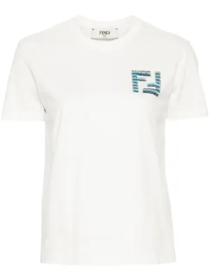 FENDI FF Embroidered Cotton T-Shirt for Men