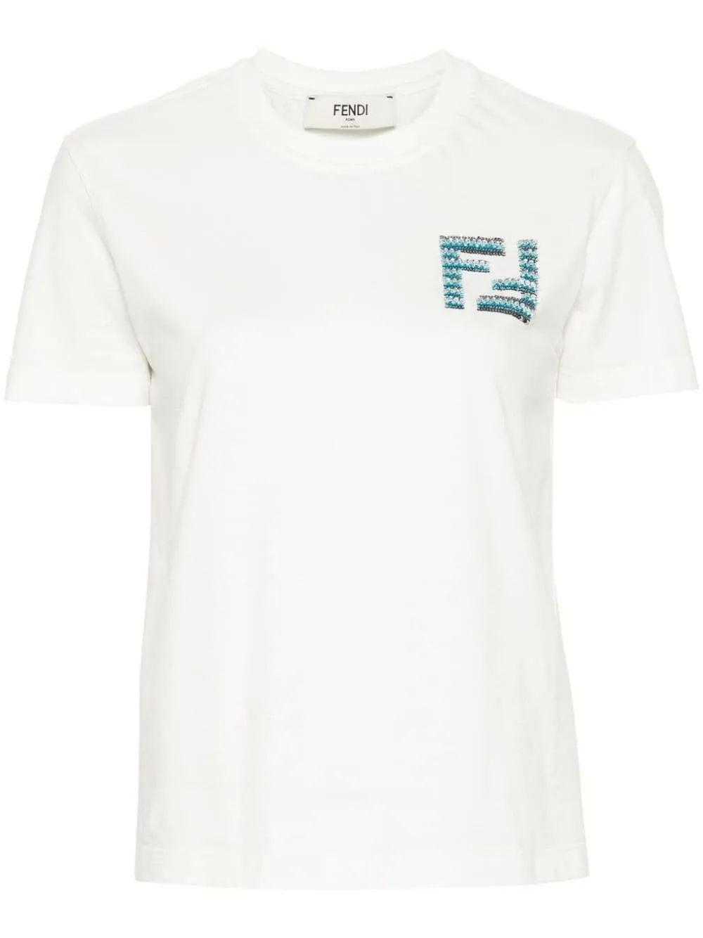 FENDI FF Embroidered Cotton T-Shirt for Men