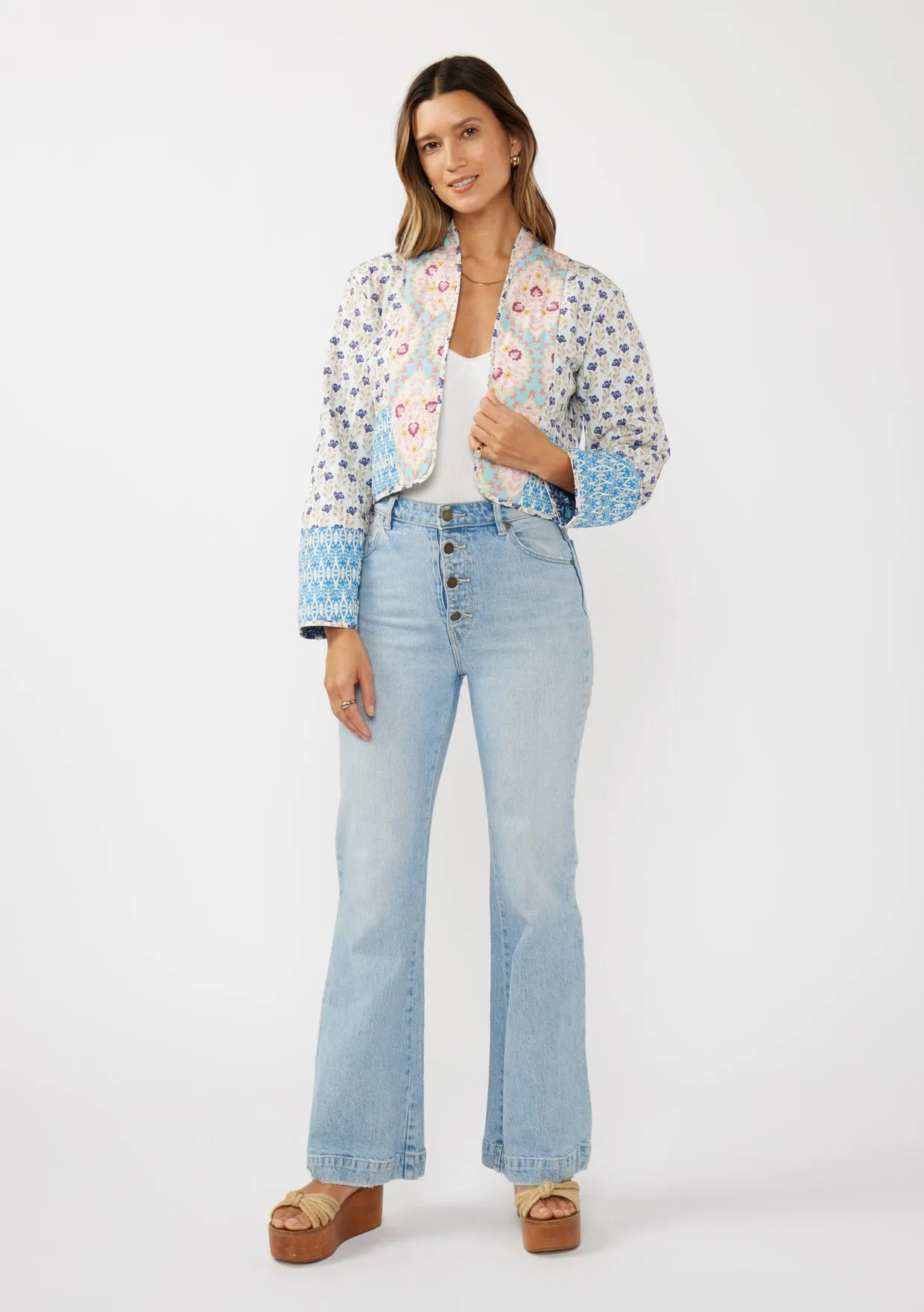 Floral Print Reversible Quilted Jacket