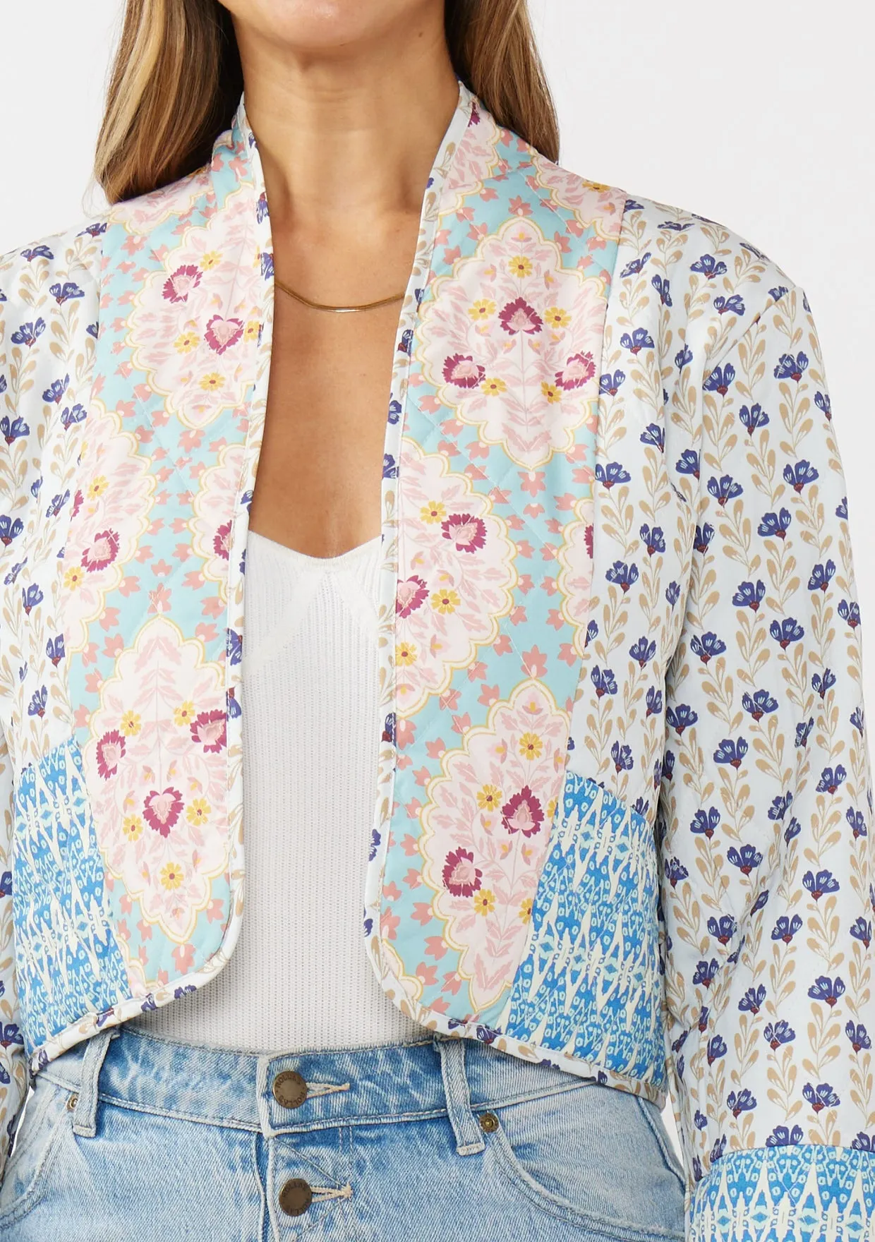 Floral Print Reversible Quilted Jacket