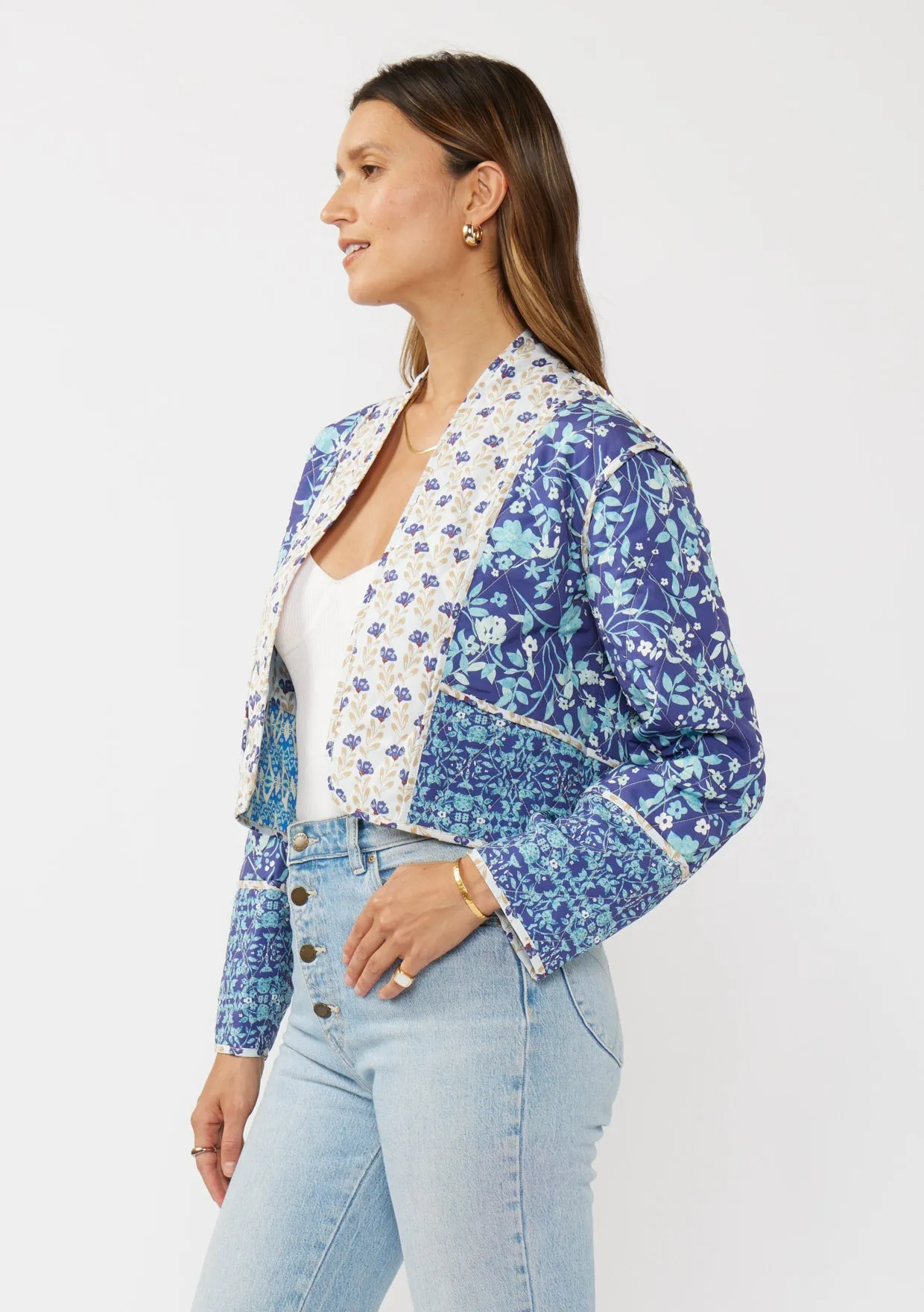 Floral Print Reversible Quilted Jacket