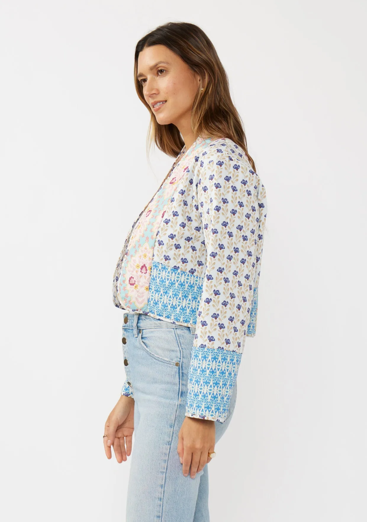 Floral Print Reversible Quilted Jacket