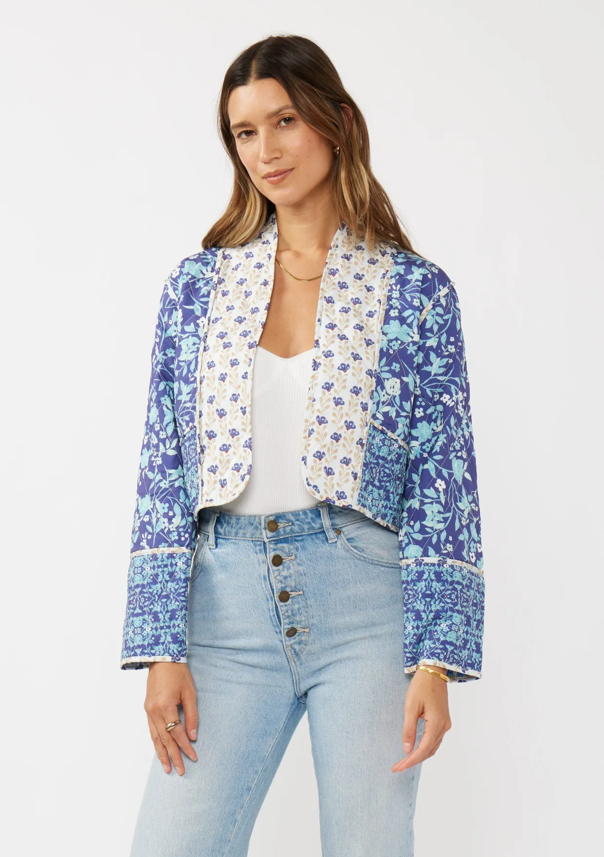 Floral Print Reversible Quilted Jacket