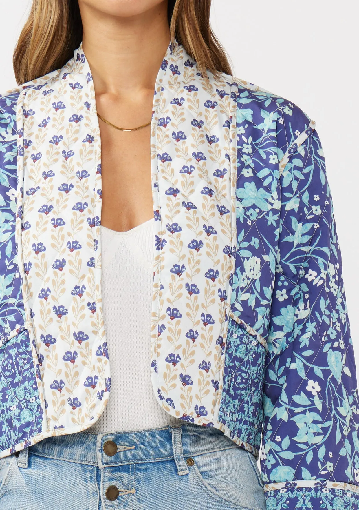 Floral Print Reversible Quilted Jacket